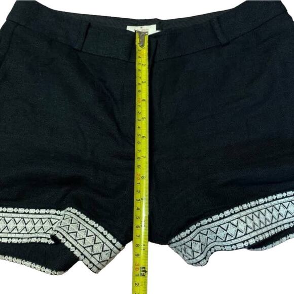 Kate Spade NY Black Linen White Geometric Embroidered Lining Shorts sz US 2 NEW - Picture 10 of 11
